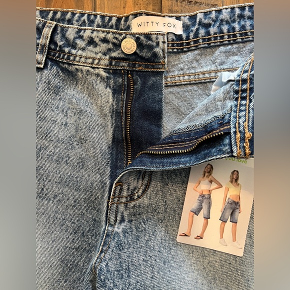Witty Fox Women’s High Rise Light Wash Denim Jorts Shorts Size 11/30 NWT Raw Hem - Picture 4 of 10
